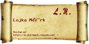 Lojka Márk névjegykártya